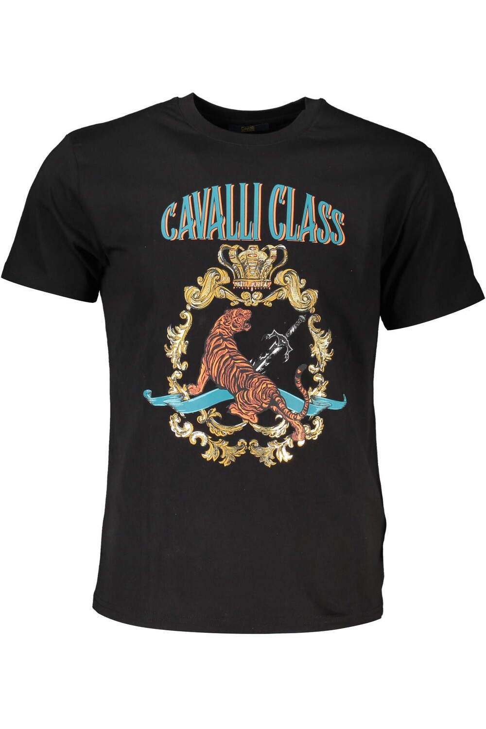 

Черная хлопковая мужская футболка cavalli CLASS
