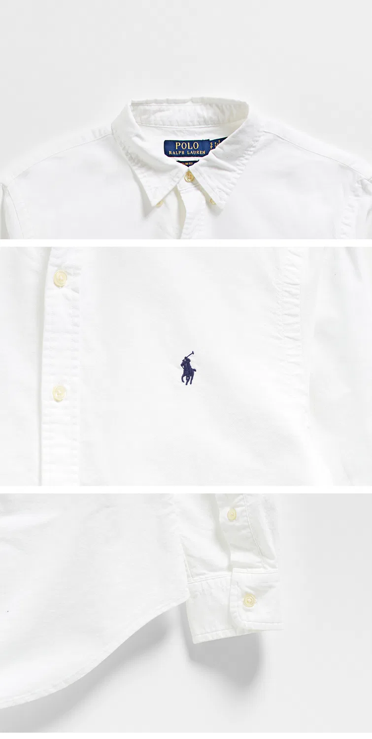 Мужская белая оксфордская рубашка Slim Fit Garment Dye от Polo Ralph Lauren — фото 4
