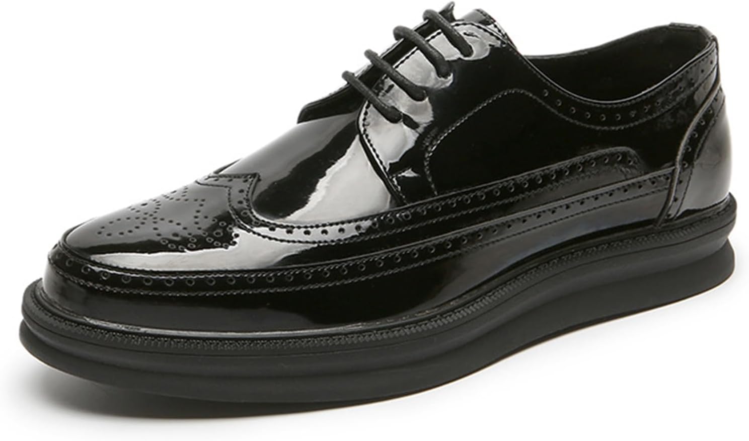 

Мужские кожаные оксфорды с перфорацией, кроссовки на платформе, классические низкие туфли-дерби на шнуровке, повседневные и формальные туфли для мужчин Generic, черный