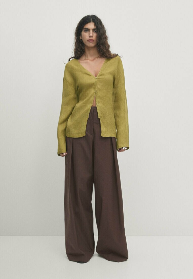 

Блузка With Low-Cut Back Massimo Dutti, зеленая