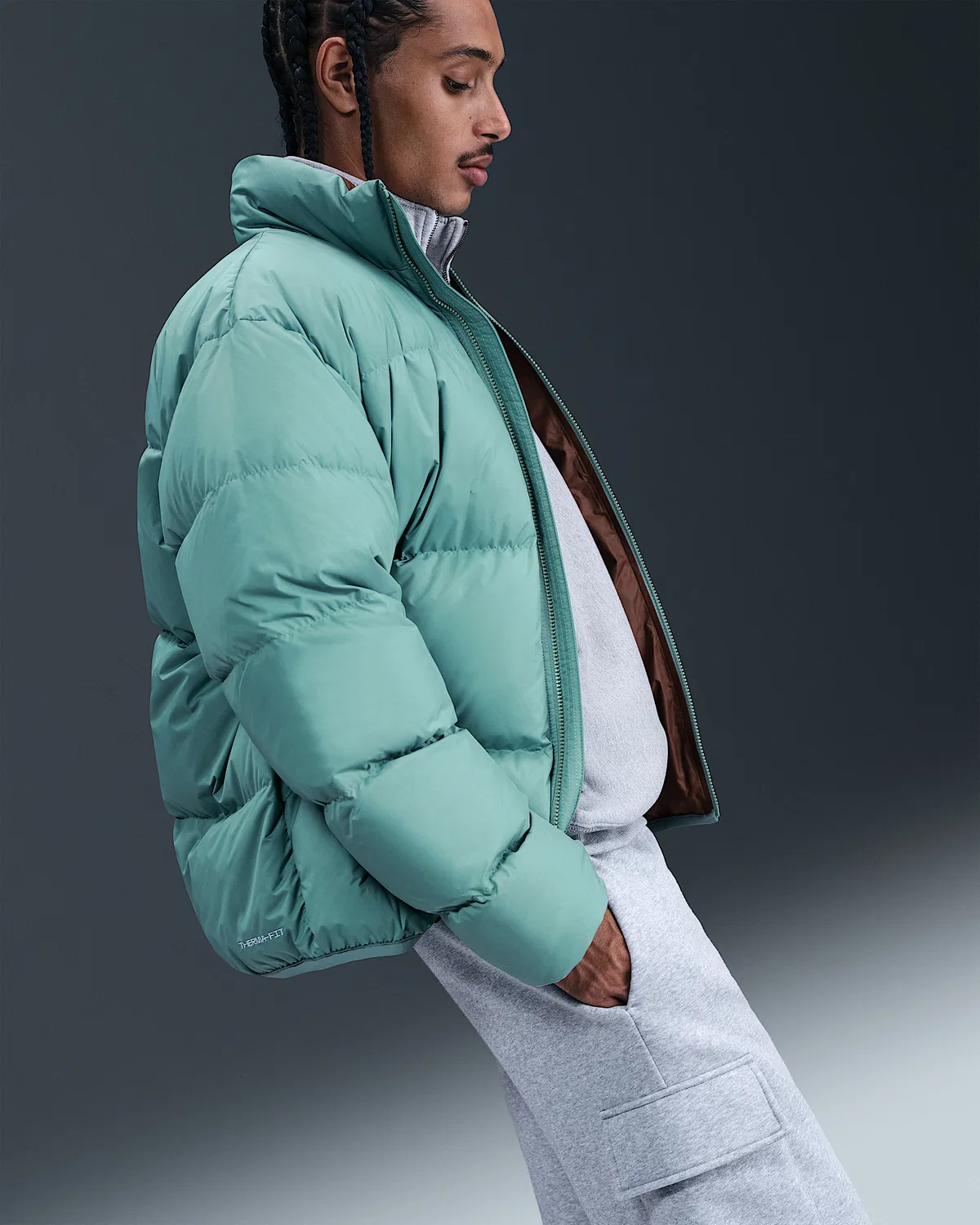 Мужская пуховая куртка Therma-FIT Nike Sportswear Club, Cannon/Mosswood Brown/White — фото 3