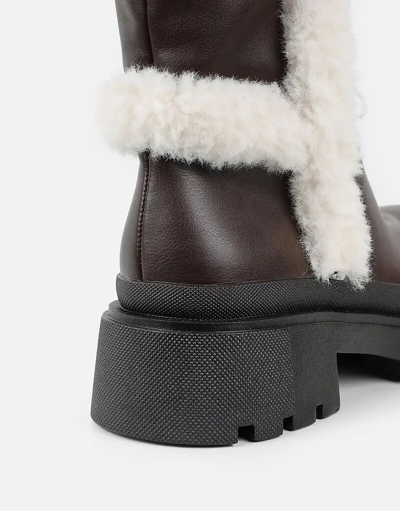 Массивные ботинки SIMMI Shoes Earhart с отделкой из искусственного меха коричневого цвета — фото 2