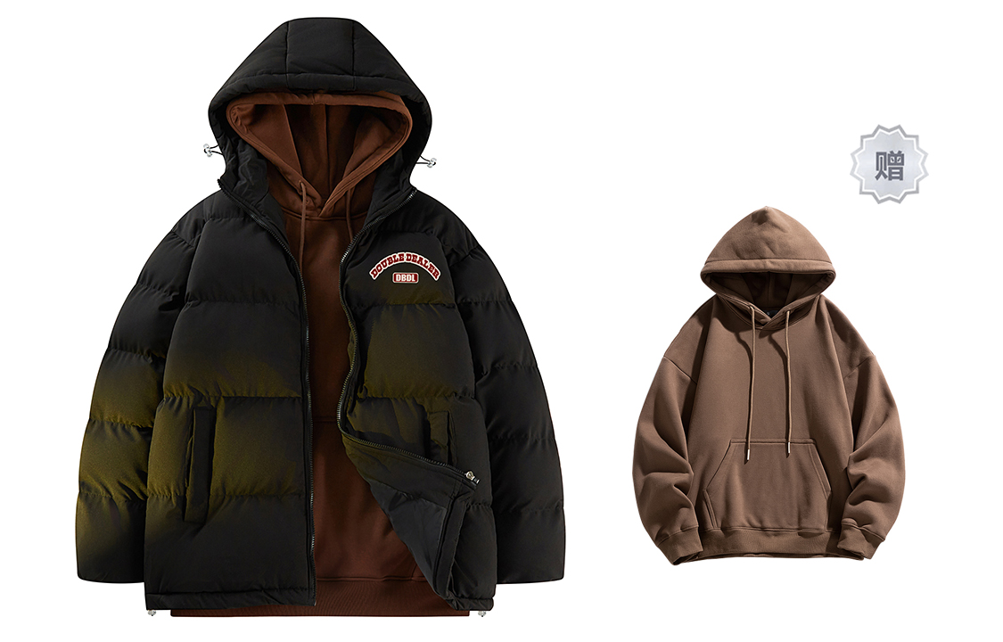 

Double Dealer Пуховик Unisex, Black+Caramel Sweatshirt