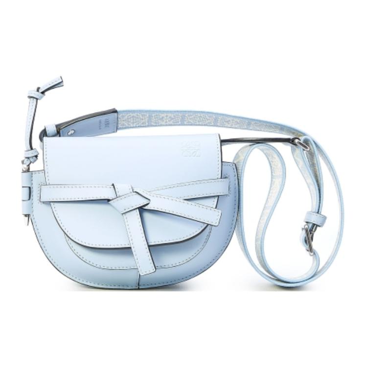

LOEWE Мягкая кожаная сумка через плечо миниатюрная женская серо-голубая