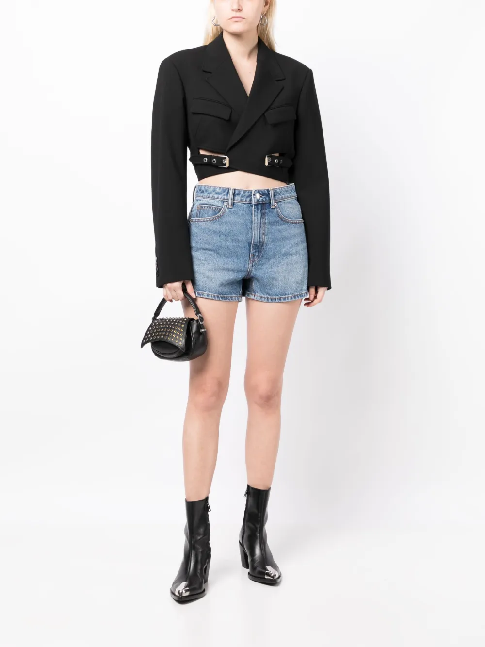 Джинсовые шорты Shorty с завышенной талией Alexander Wang, синий — фото 2
