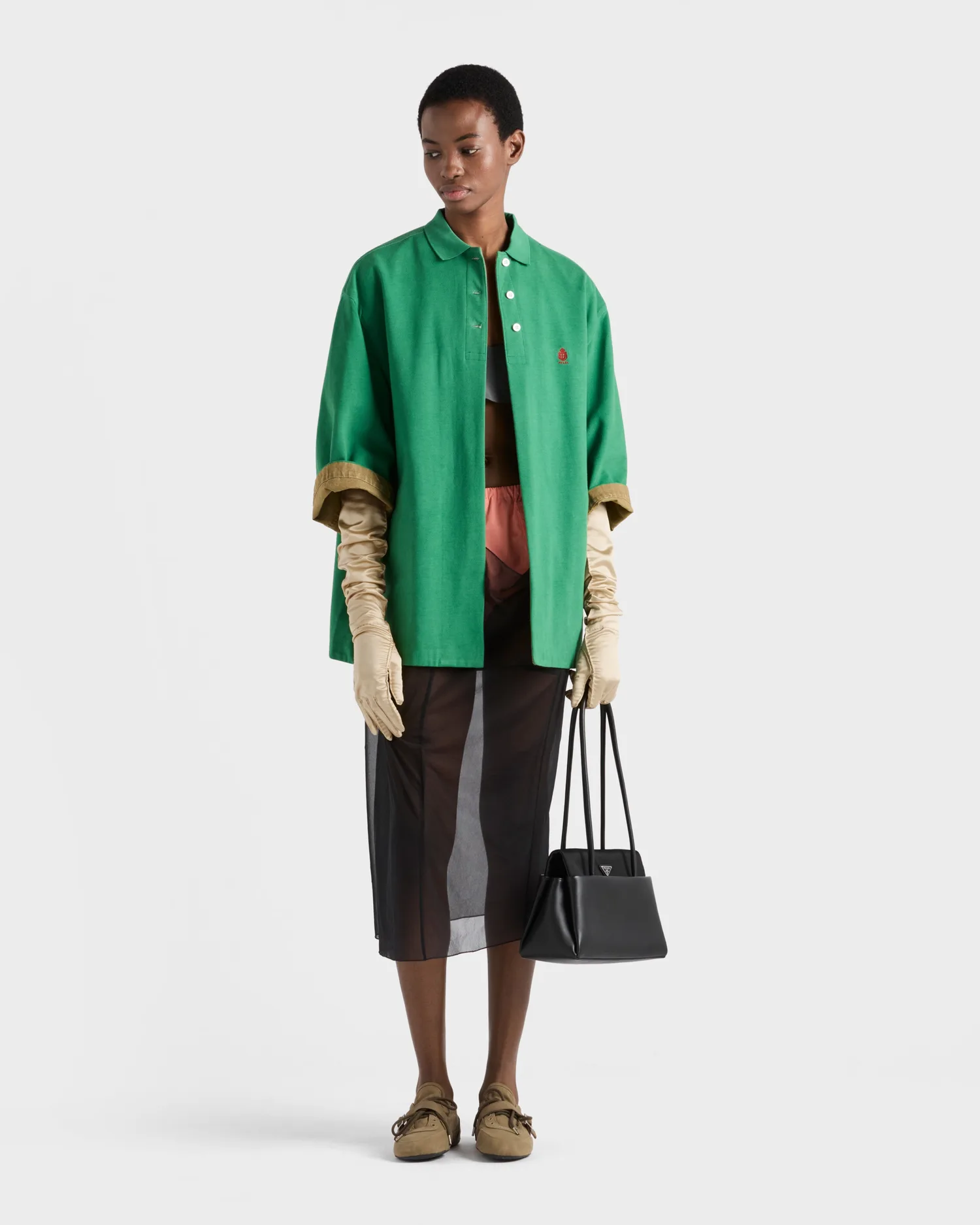 Блузон из старого пике Prada, зеленый / камуфляжный зеленый — фото 2