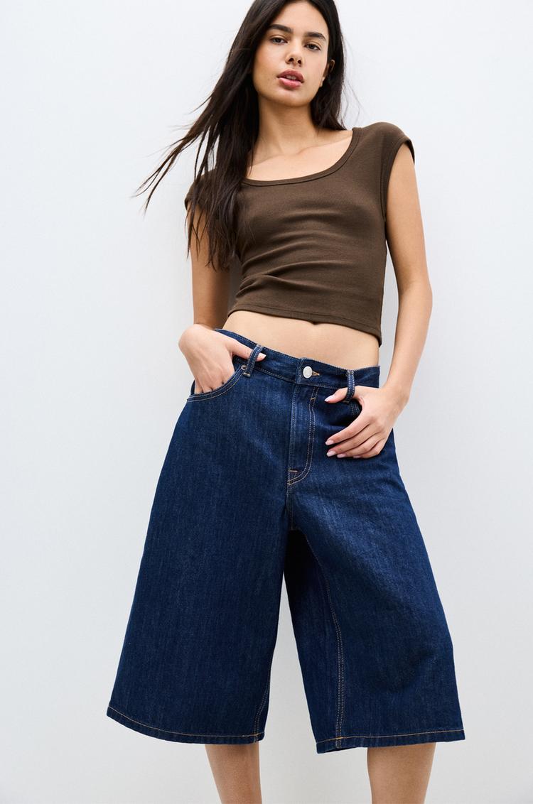

Футболка с коротким рукавом в рубчик Pull And Bear, коричневый