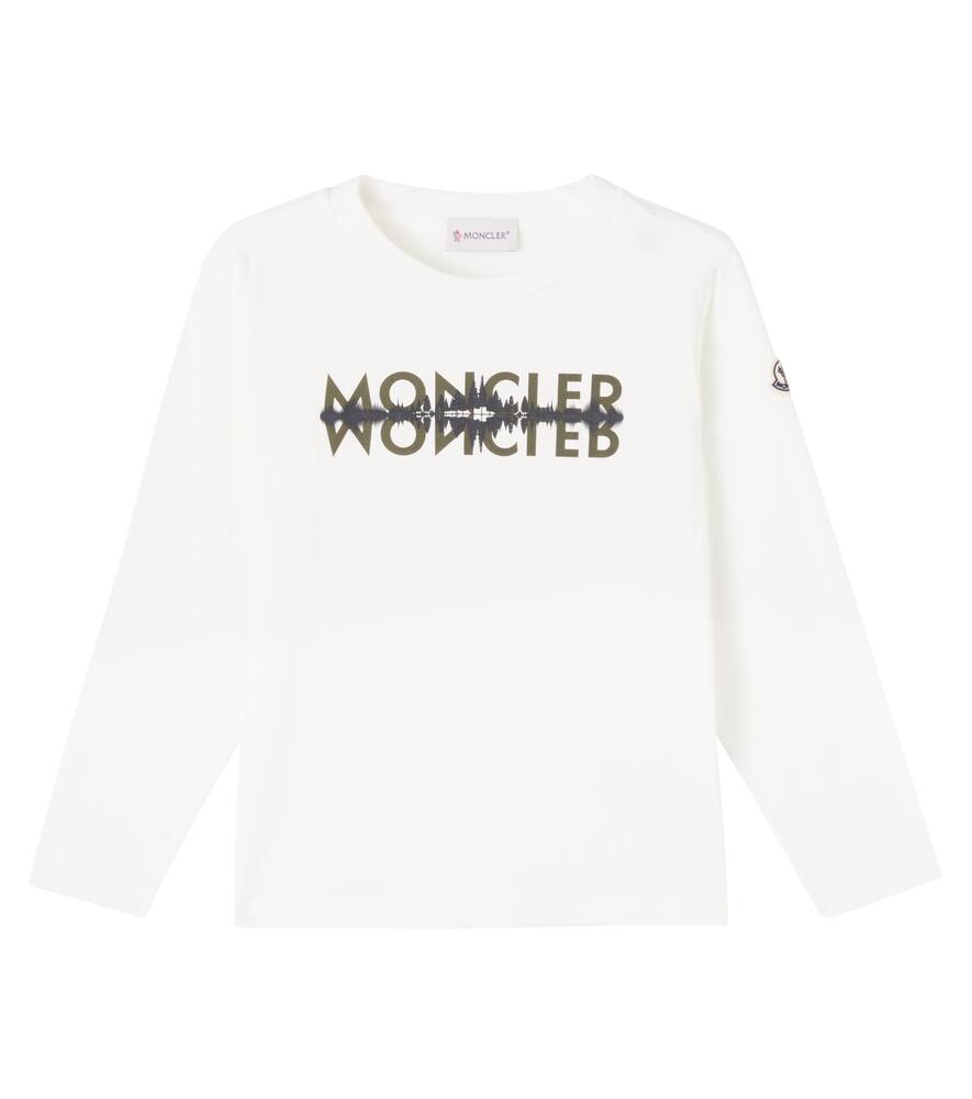 

Футболка из хлопка с принтом логотипа Moncler Enfant, White