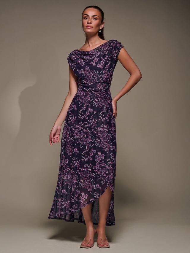 

Флоральное плиссированное сетчатое макси-платье Jolie Moi, Purple Floral