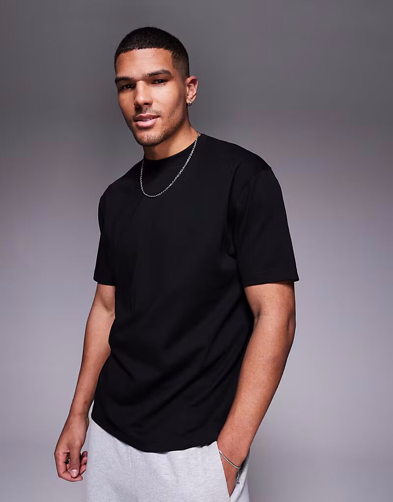 

Футболка ASOS DESIGN из плотного кроя, черного цвета - ЧЕРНЫЙ