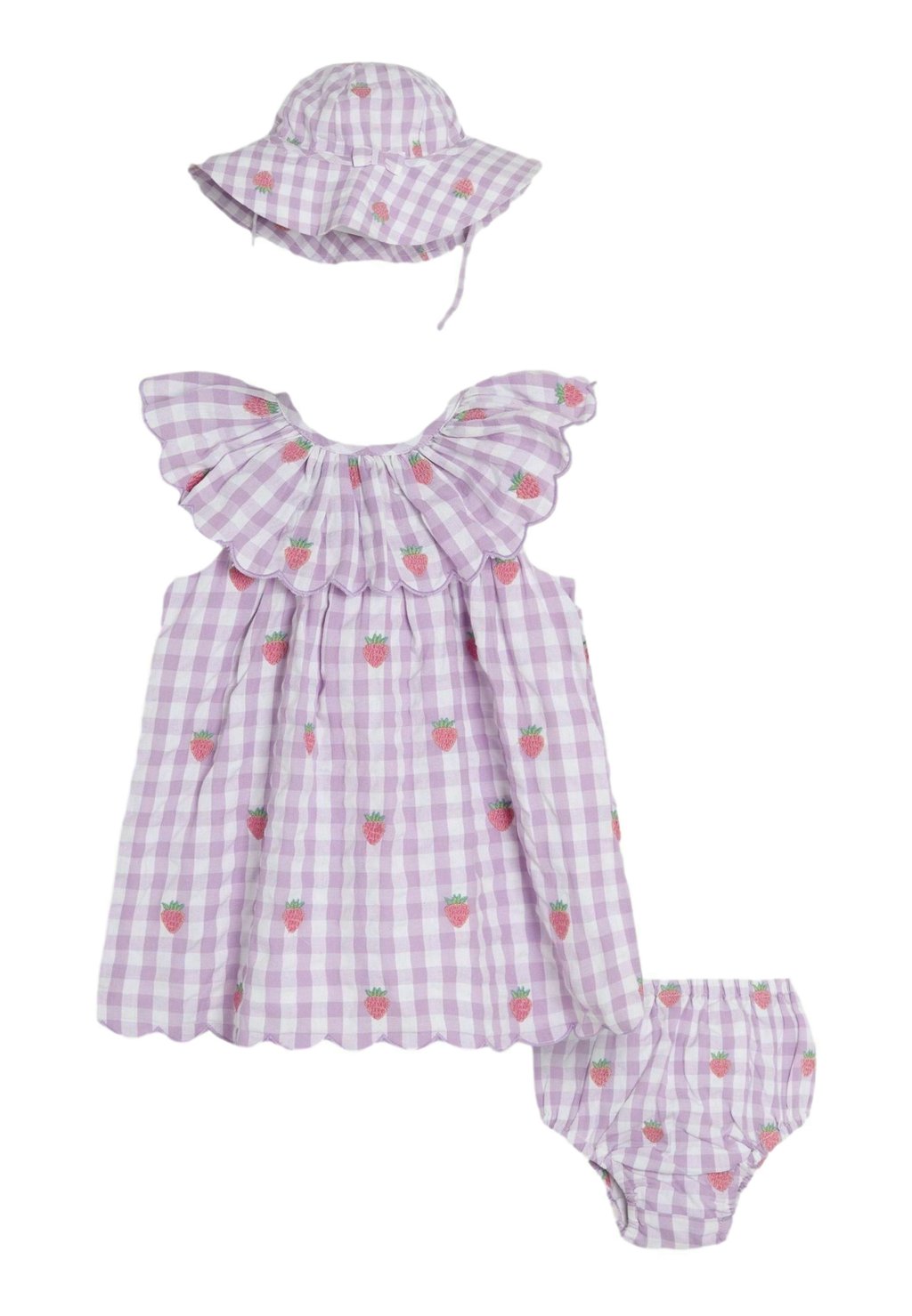 

Повседневное платье 3-PIECE SET JoJo Maman Bébé, цвет Lilac Strawberry Embroidered