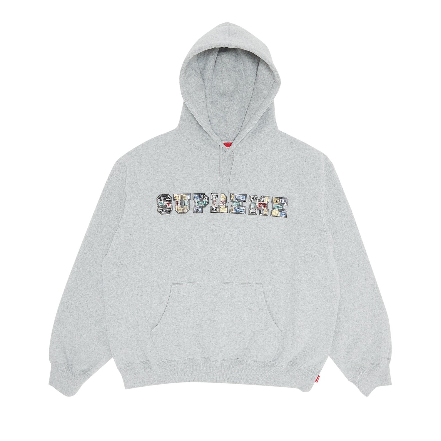 

Кожаная толстовка с капюшоном Supreme Collegiate в стиле пэчворк, Heather Grey