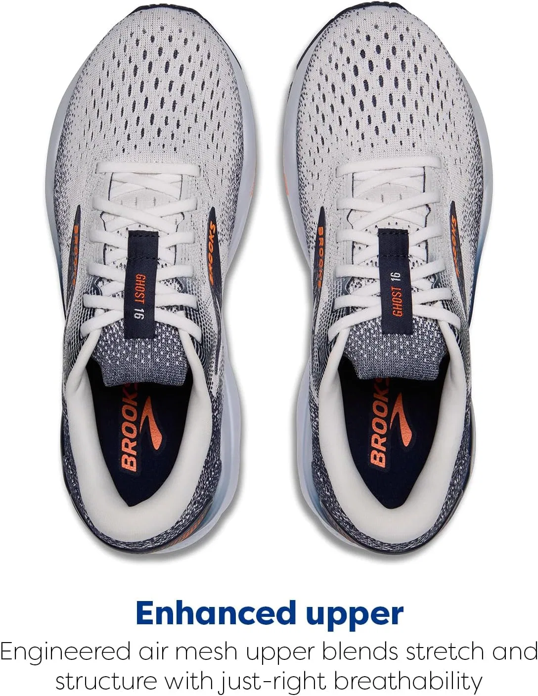 Мужские кроссовки Brooks Ghost 16, White Peacoat Orange — фото 4