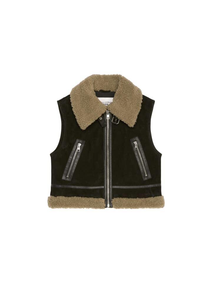 

Жилет Marc O'Polo DENIM Aviator-Lederweste relaxed, черный