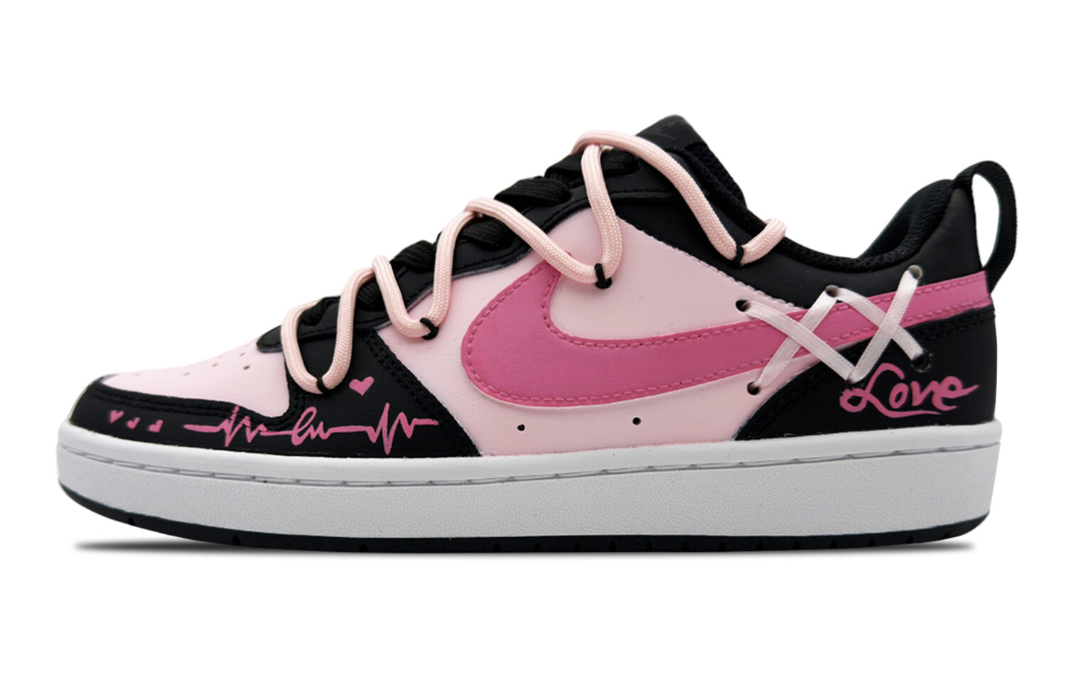 

Кроссовки Nike Court Borough Skateboard Shoes Women's Low-Top Black Pink, Черный, Кроссовки Nike Court Borough Skateboard Shoes Women's Low-Top Black Pink