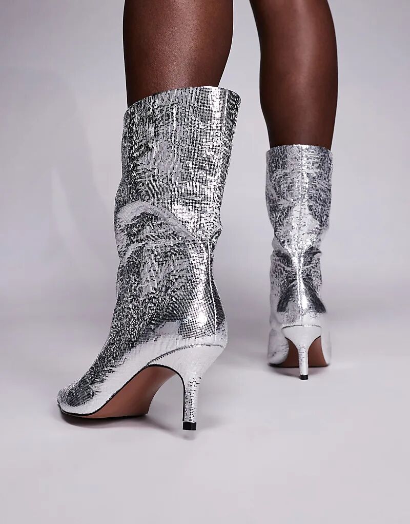 Ботинки Candi с широкими штанинами ASOS DESIGN серебристого цвета — фото 3