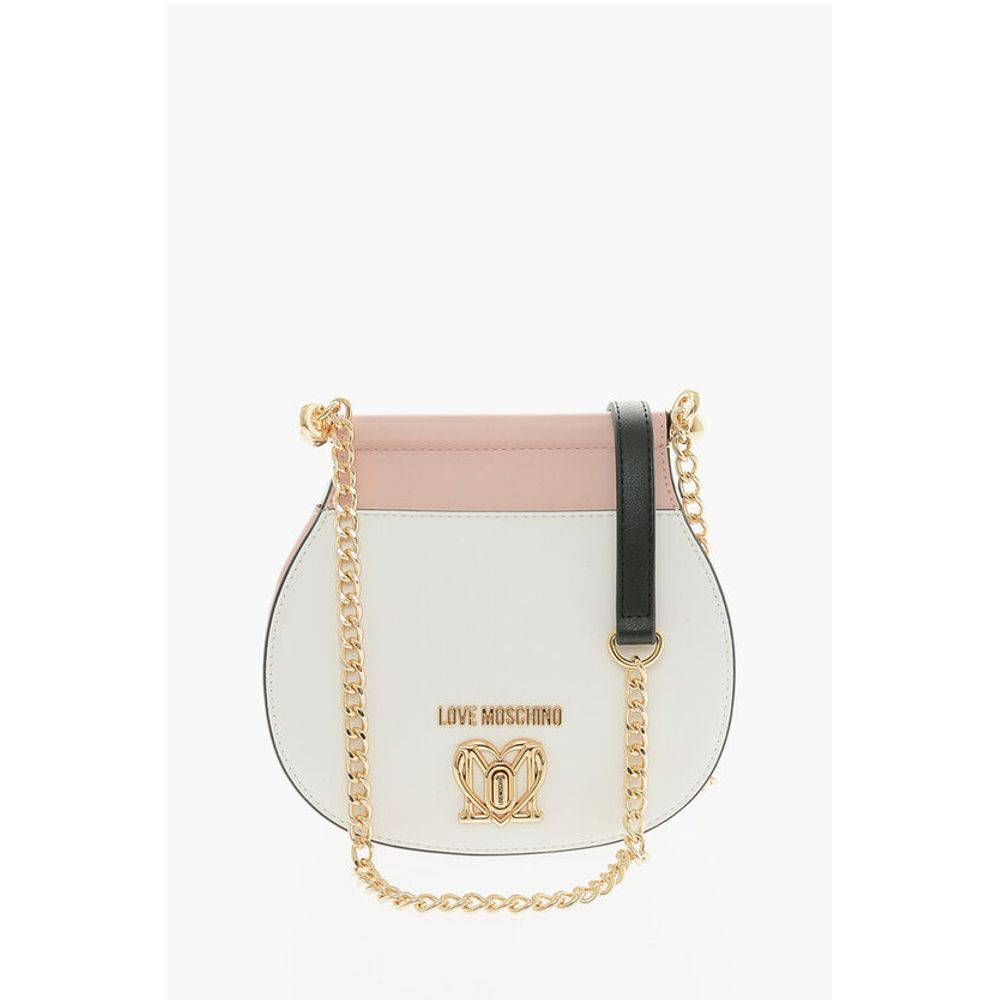 

Двухцветная сумка из искусственной кожи LOVE с золотистым поворотным замком Moschino, белый