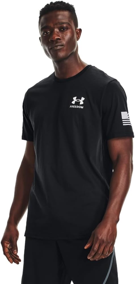 

Новая мужская футболка Under Armour с флагом свободы, Black (001)/White
