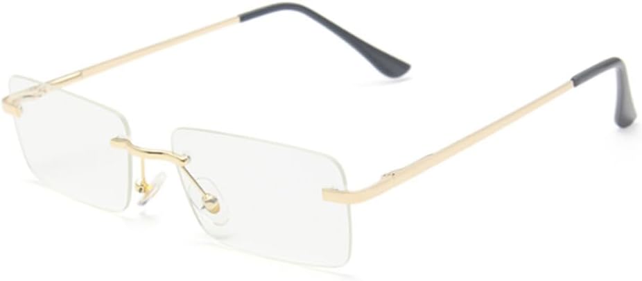 

Солнцезащитные очки без оправы прямоугольной формы для мужчин и женщин. Стильные солнцезащитные очки без оправы в винтажном стиле. Квадратные очки Weloveushop, Gold Frame White Flakes