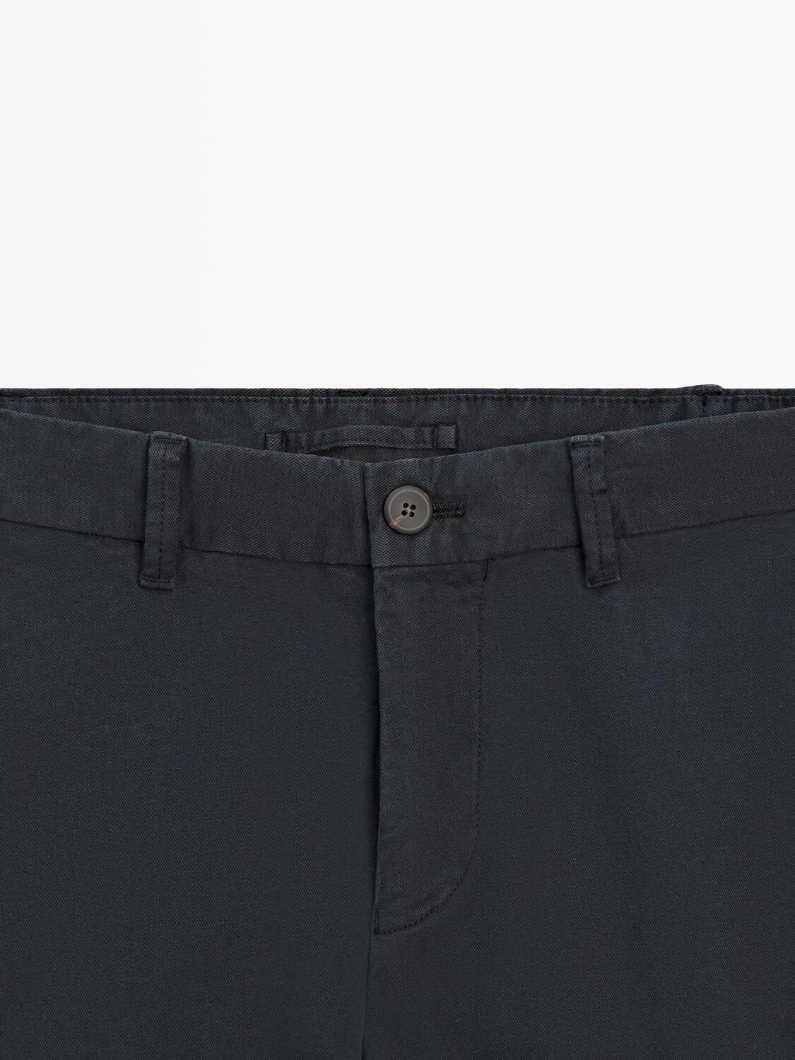Брюки зауженного кроя из хлопковой смеси Massimo Dutti, navy blue — фото 4