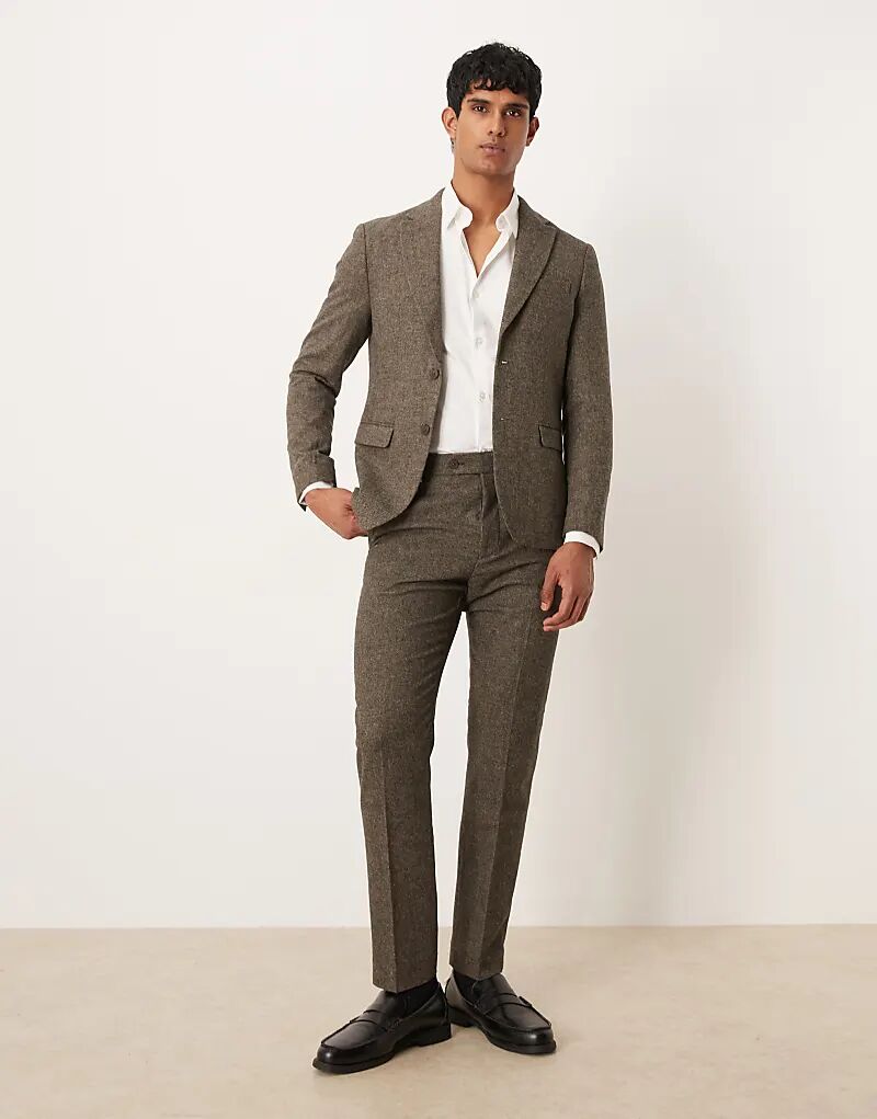 

Брюки Selected Reed из шерстяной смеси с начесом коричневого цвета