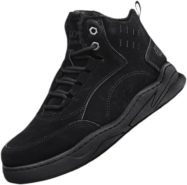 

Зимние высокие теплые ботинки FmShi с утеплителем и защитой от снега для улицы, спорта и повседневного использования. Мужские хлопковые туфли, черный