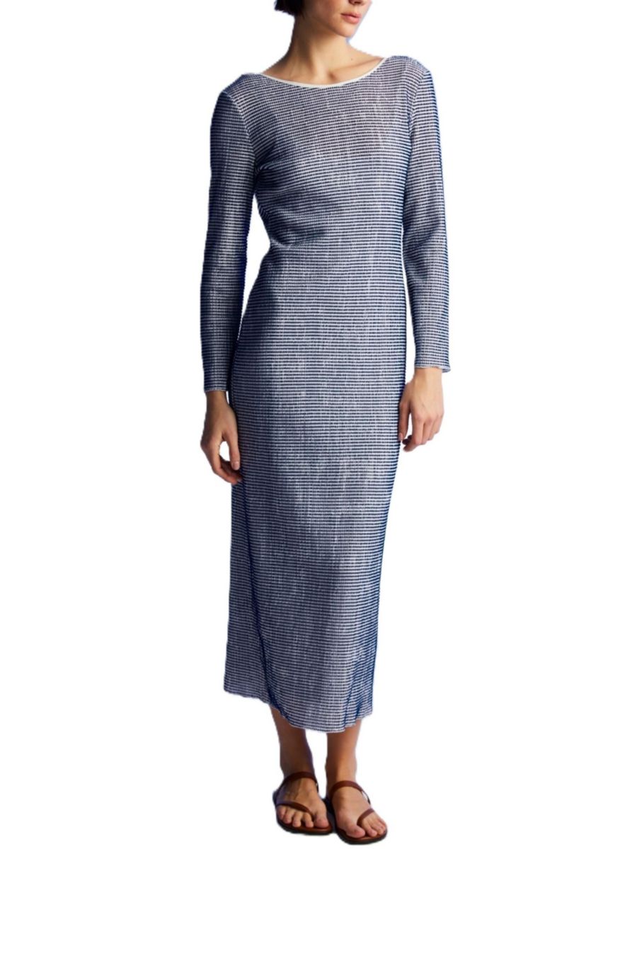 

Женское полосатое платье с открытой спиной NOCTURNE, Grey