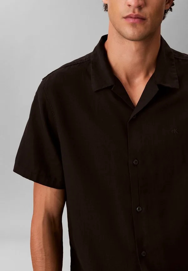 Рубашка с отложным воротником, однотонная, классная Calvin Klein, Black — фото 4