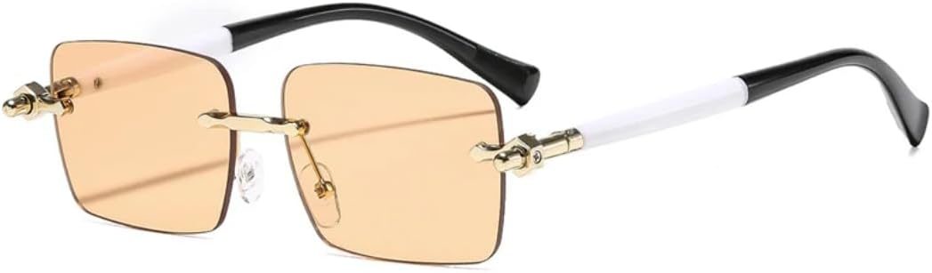 

Модные квадратные солнцезащитные очки без оправы для женщин с прозрачными линзами с градиентом цвета "океан", мужские очки с защитой от УФ-излучения UV400 TVTBBVV, Light Tea