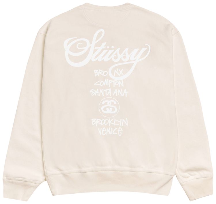 Толстовка Stussy World Tour Crew Pigment Dyed, кремовый — фото 2