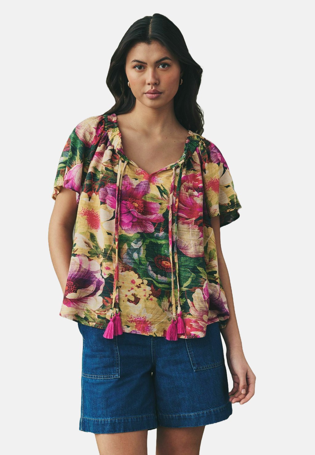 

Блуза SHORT SLEEVE TIE NECK BARDOT Next, розовый