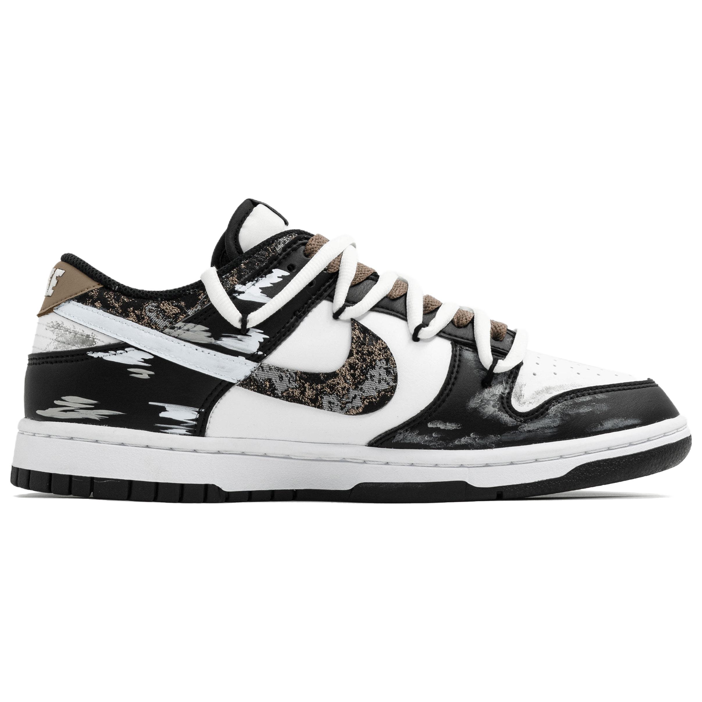 Nike Dunk Kaleidoscope, Tide, Shopping Bag, мужские скейтерские кроссовки низкие, устойчивые к истиранию, черно-белые — фото 4