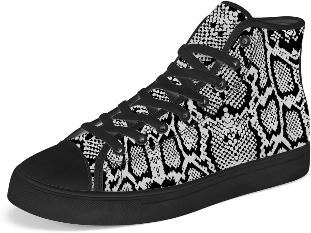 

Кеды на высокой подошве Chebing с принтом змеи, высокие кеды из канвы с текстурой зминой кожи, шнуровка, повседневная обувь, подарок для мужчин и женщин, черный