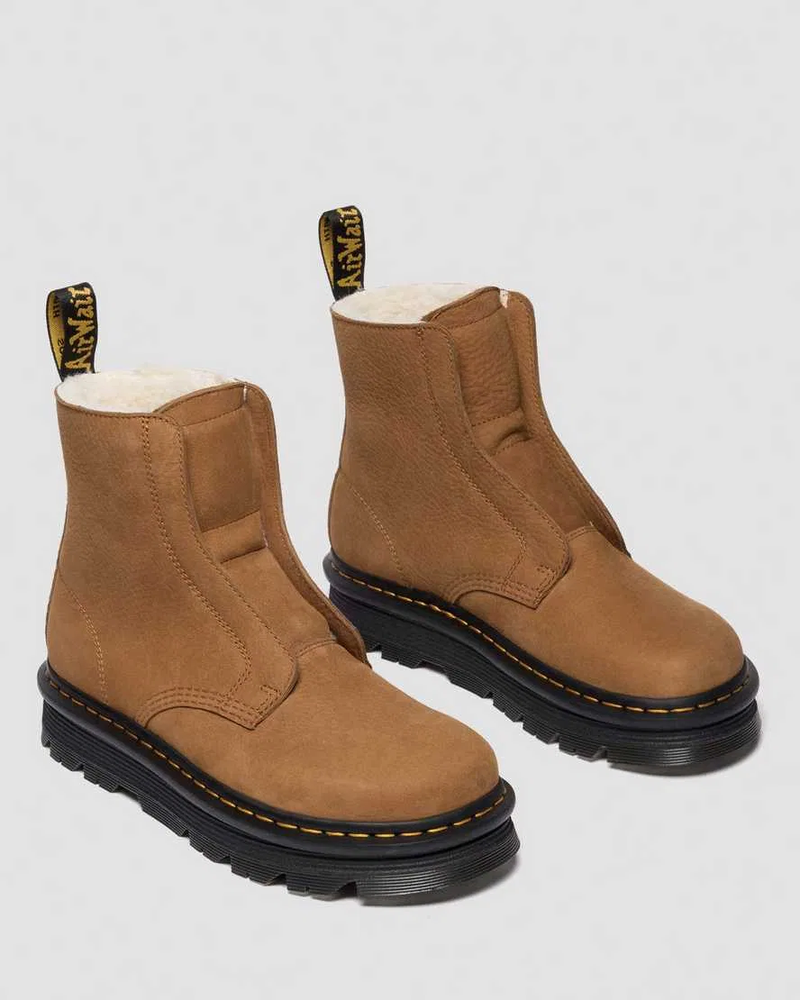 Теплые сапоги-слипоны из нубука без шнурков ZEBZAG Dr Martens, коричневый — фото 4