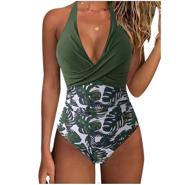 

Купальник женский one piece с перекрестными лямками и эффектом push up Yesfashion, Army Green