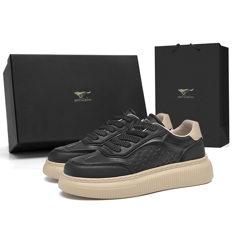 

SEPTWOLVES Низкие скейтерские кросcовки мужские черные, цвет Black (Standard Leather Shoe Size)