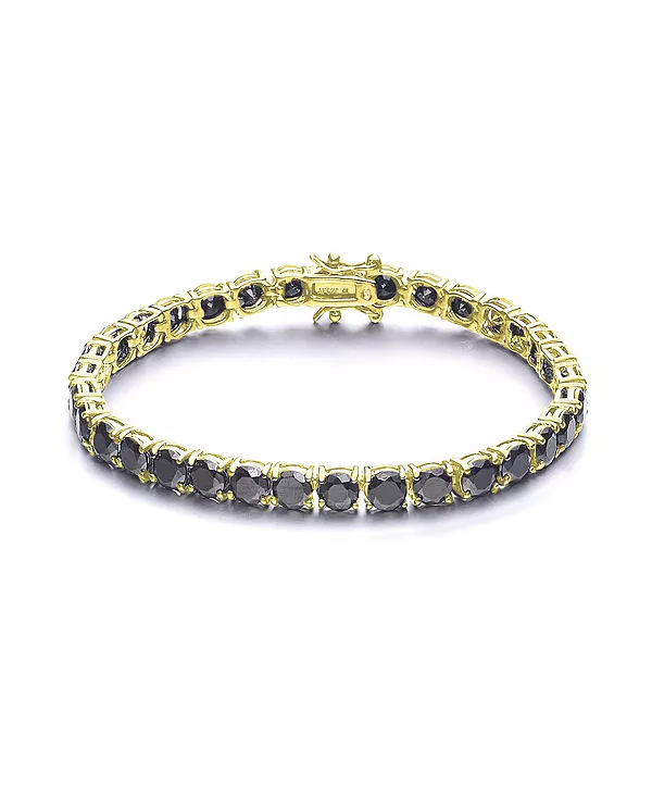 

Теннисный браслет из стерлингового серебра с цветными кубическими цирконами, покрытый белым золотом, 14-каратным золотом или 18-каратным розовым золотом Genevive, black