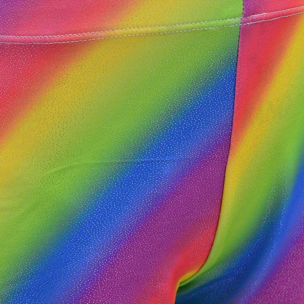 ZIZI Aosva Little Big Girls' Sparkle Dance Tumbling Athletic Gymnastics Short 2-14Years, Rainbow — фото 4