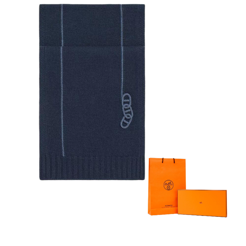 

HERMES Кашемировый вязаный шарф Men's Marine Blue