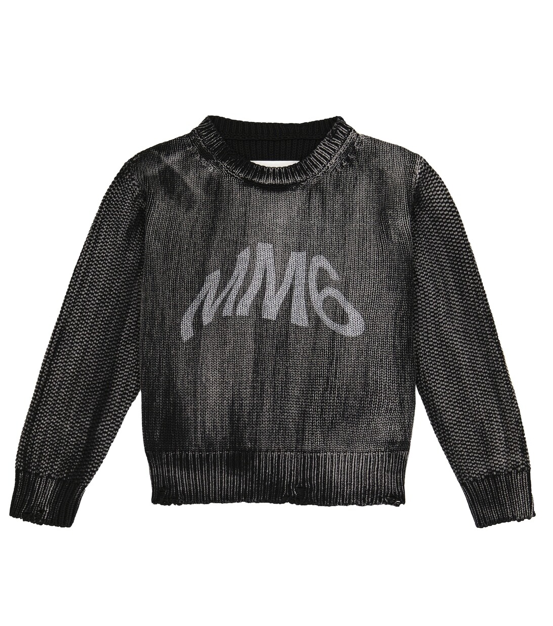 

Хлопковый свитер с логотипом MM6 Maison Margiela, черный
