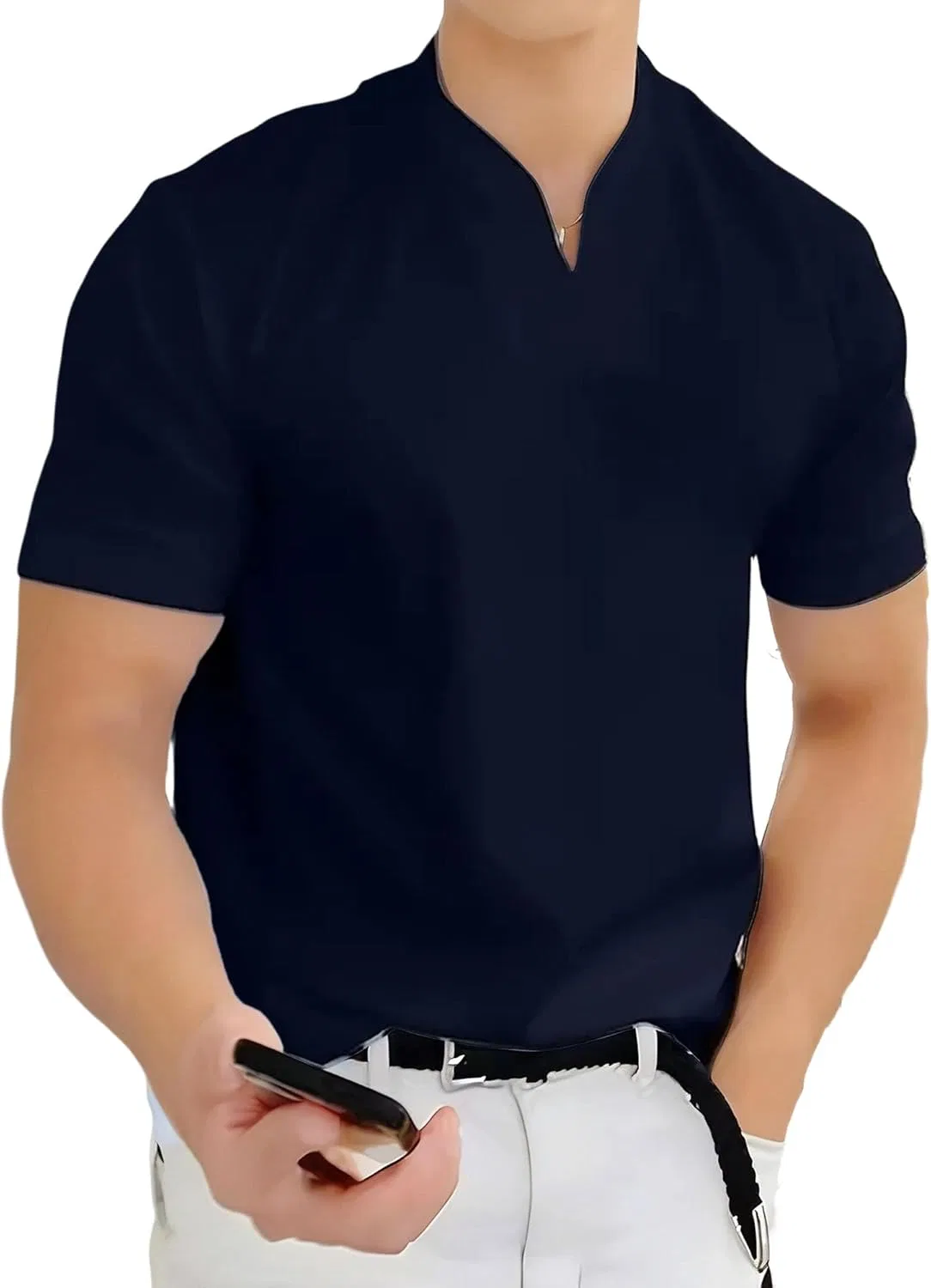 Мужская футболка V-образный вырез, бренд Generic, Navy Blue
