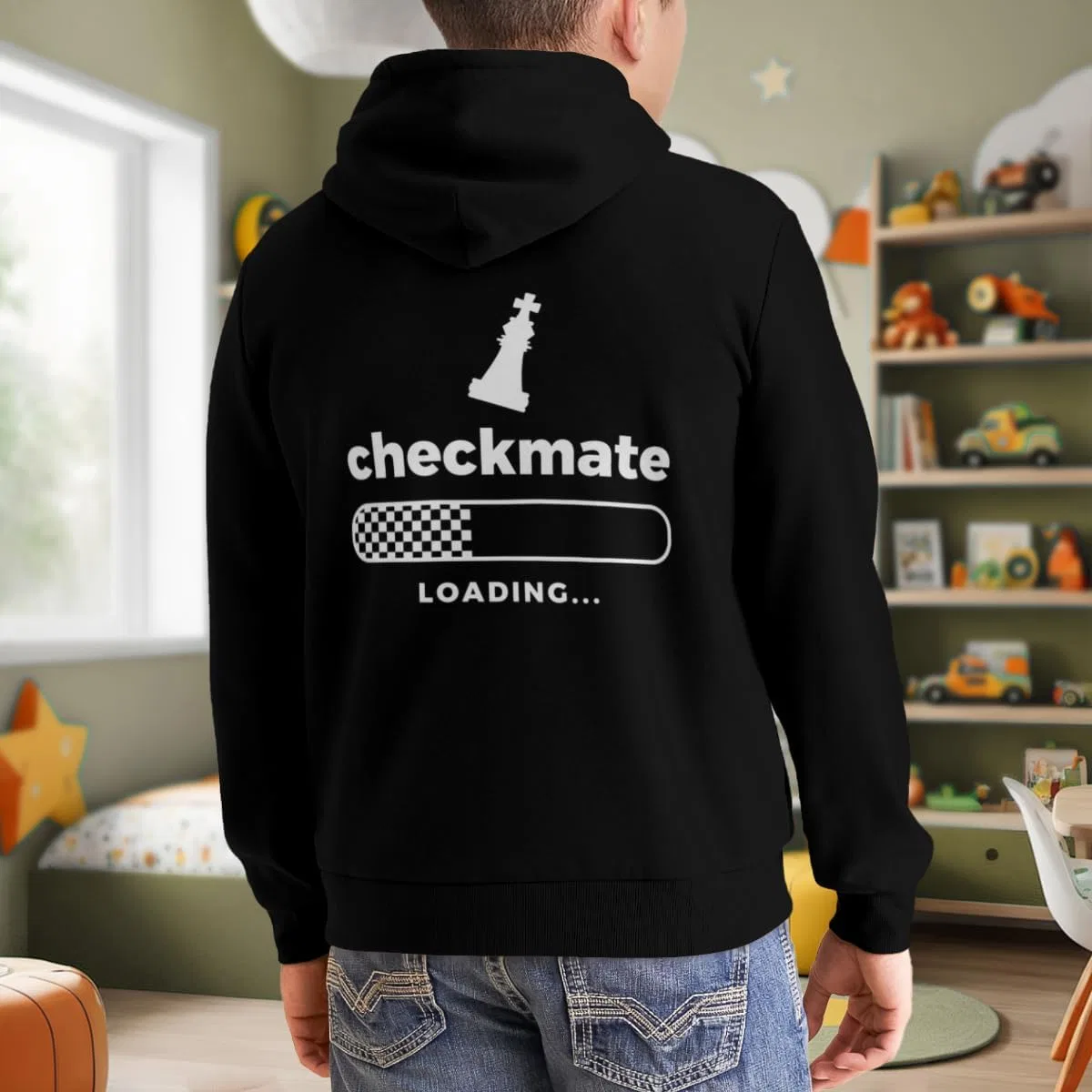 Детская худи с капюшоном и карманом кенгуру HEAPPER, белый, XS-XXL — фото 3