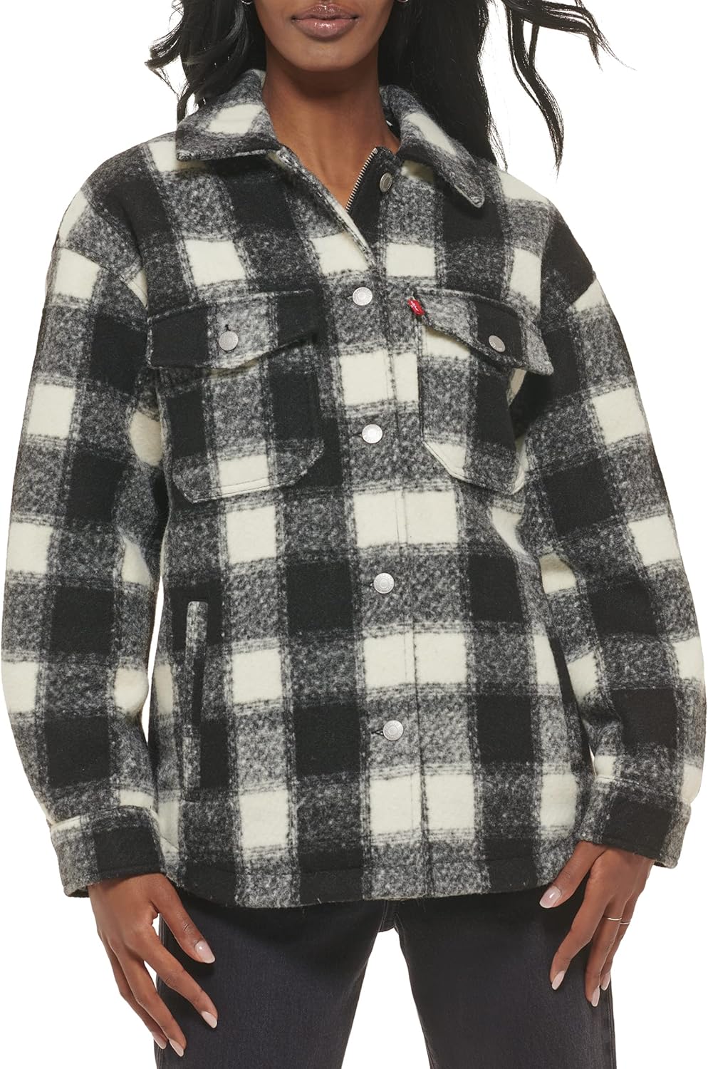

Levi's Женская повседневная рубашка-куртка, Black/Cream Plaid