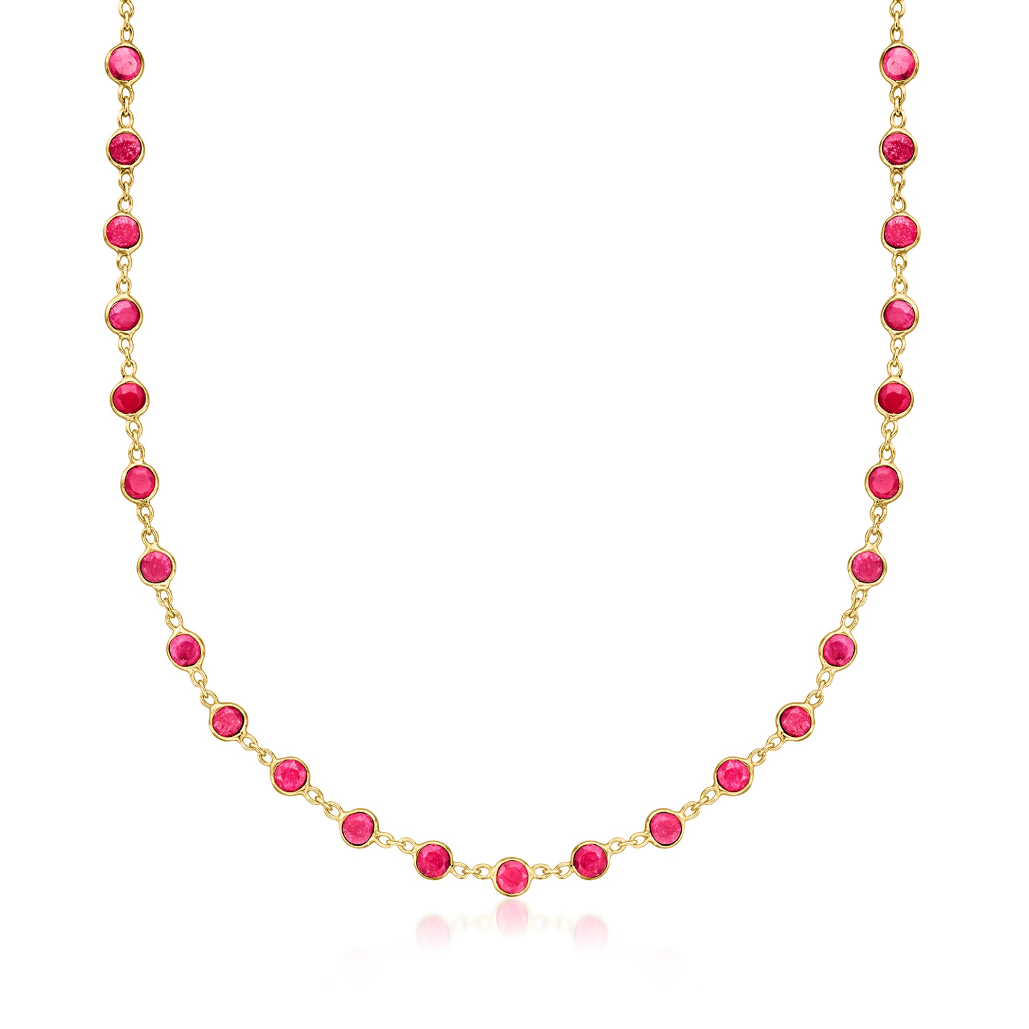 

Рубиновое ожерелье Ross-Simons из 18-каратного золота с оправой из стерлингового серебра Ross-Simons, 18 In