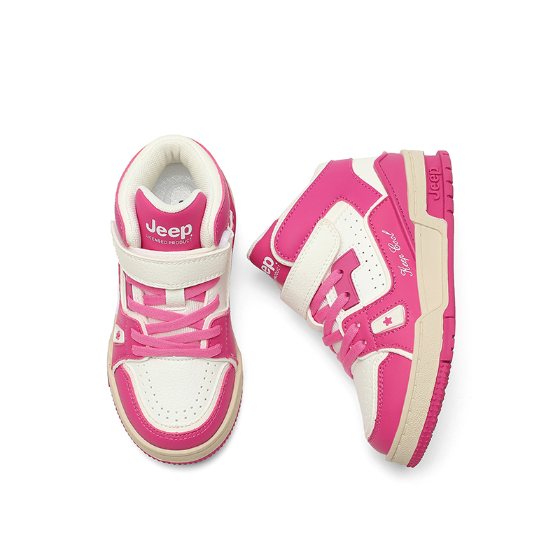 Детские скейтерские кроссовки Mid Top Kids' Jeep, Chanel Розовая кожаная верхняя часть — фото 3