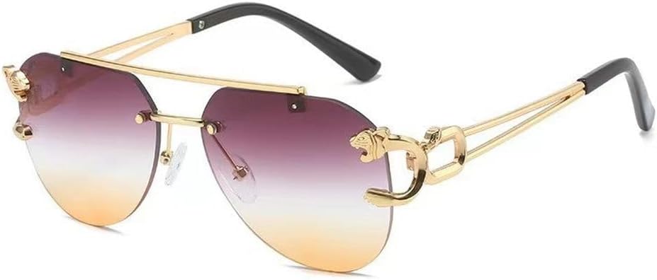 

Винтажные солнцезащитные очки без оправы для мужчин и женщин, модные очки большого размера с двойной перемычкой, градиентной защитой и защитой от УФ-излучения UV400, SUN1071 Generic, E