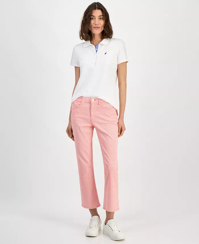 

Женские укороченные брюки прямого кроя в клетку Nautica Jeans, розовый