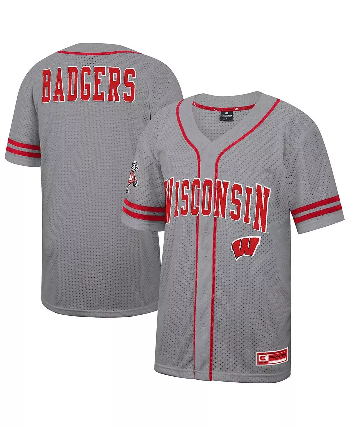 

Мужская серая бейсбольная джерси Wisconsin Badgers Free Spirited Colosseum