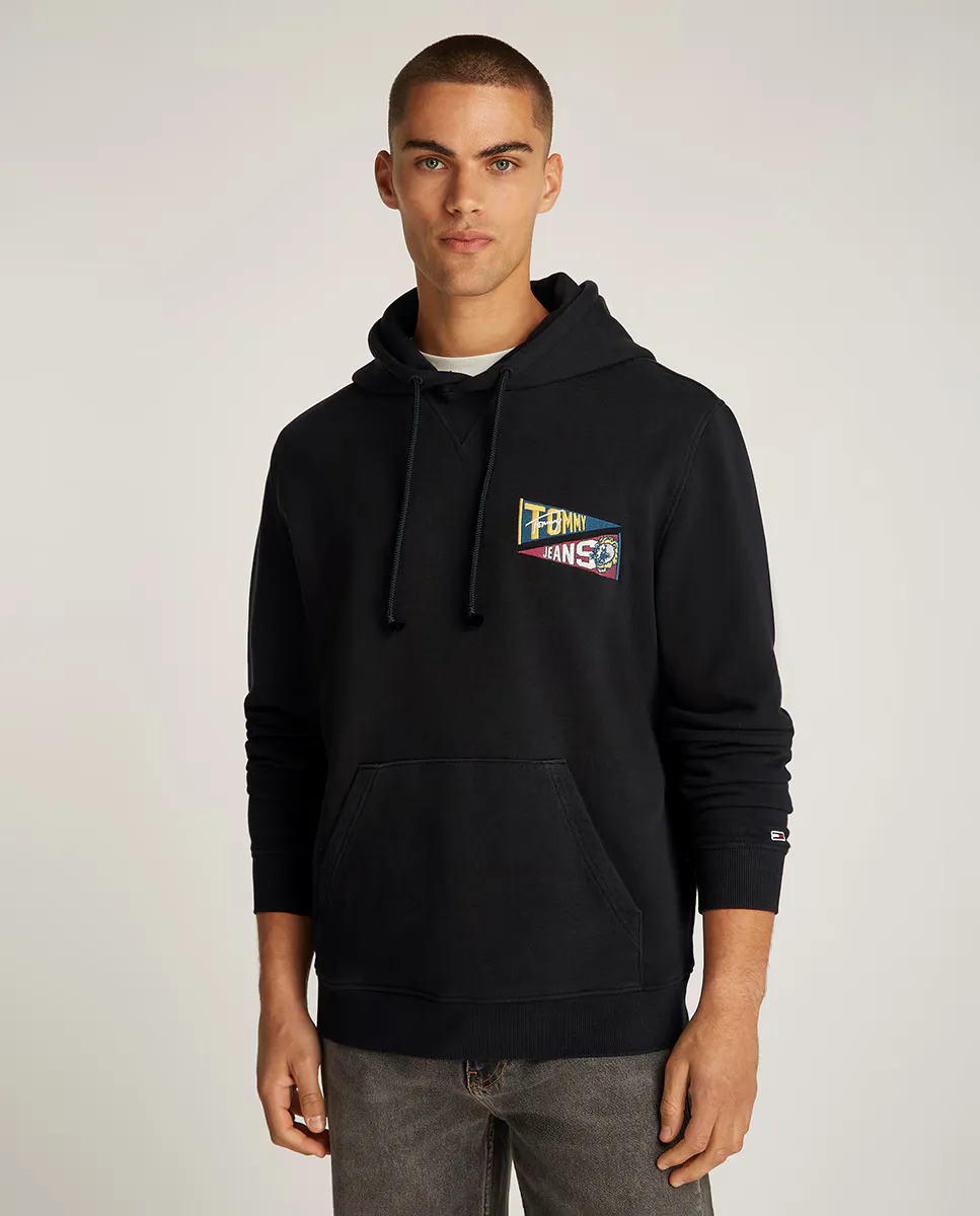 

Мужская толстовка с капюшоном и принтом на спине Tommy Jeans, чёрный