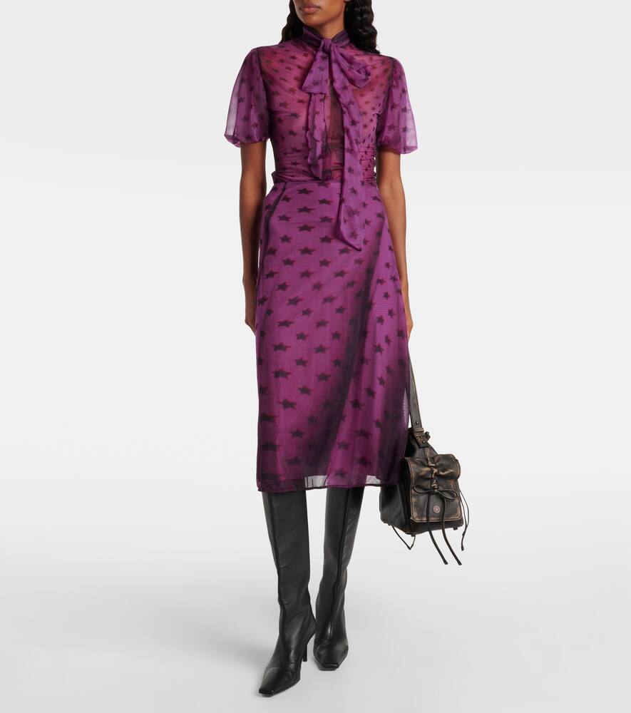 Этима принтованная полупрозрачная миди-юбка Acne Studios, Bright Purple — фото 2